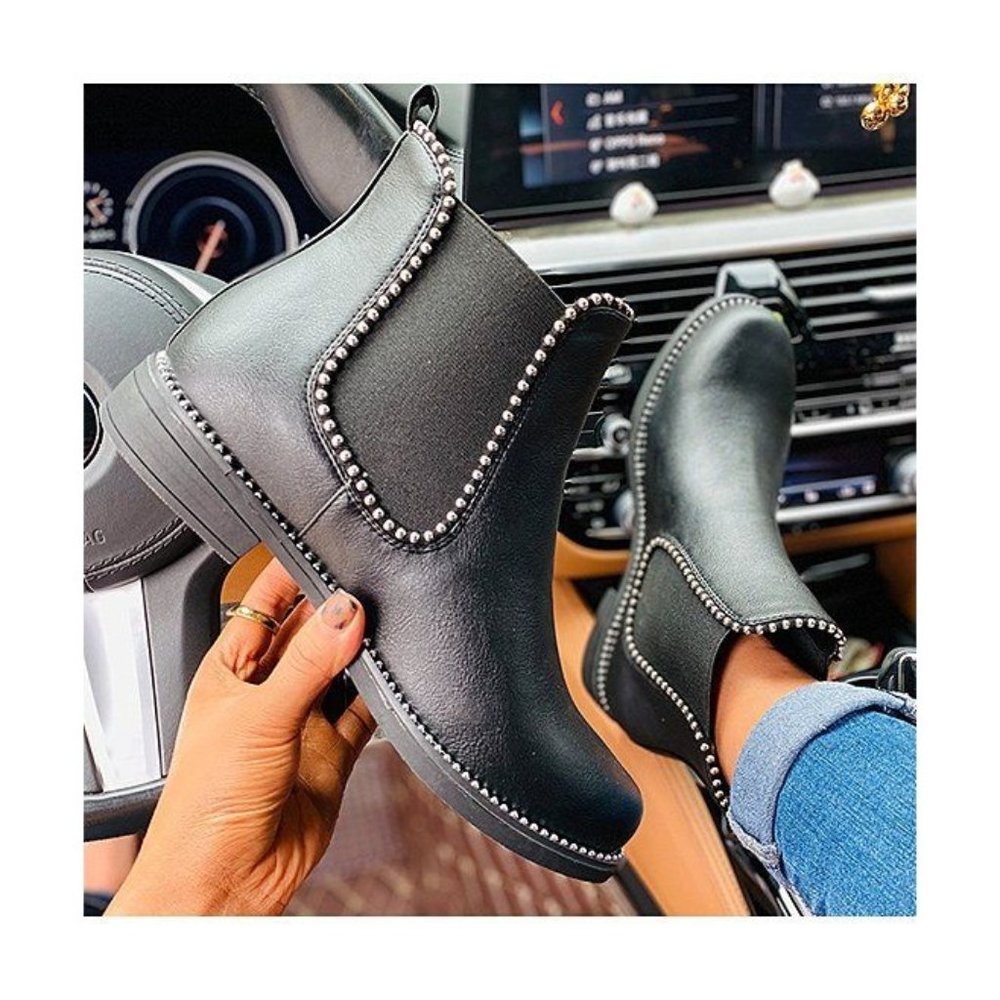 ZILVER Black Nailhead-Trim Boot Casual Boots